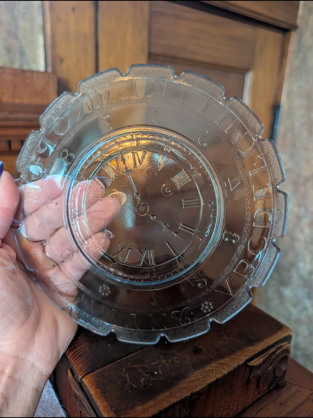 EAPG Pressed Glass Number and Alphabet Clock Childs Plate Children Antique